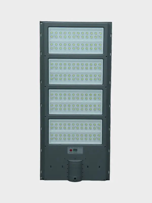 131 integrated solar street light fixture on white background