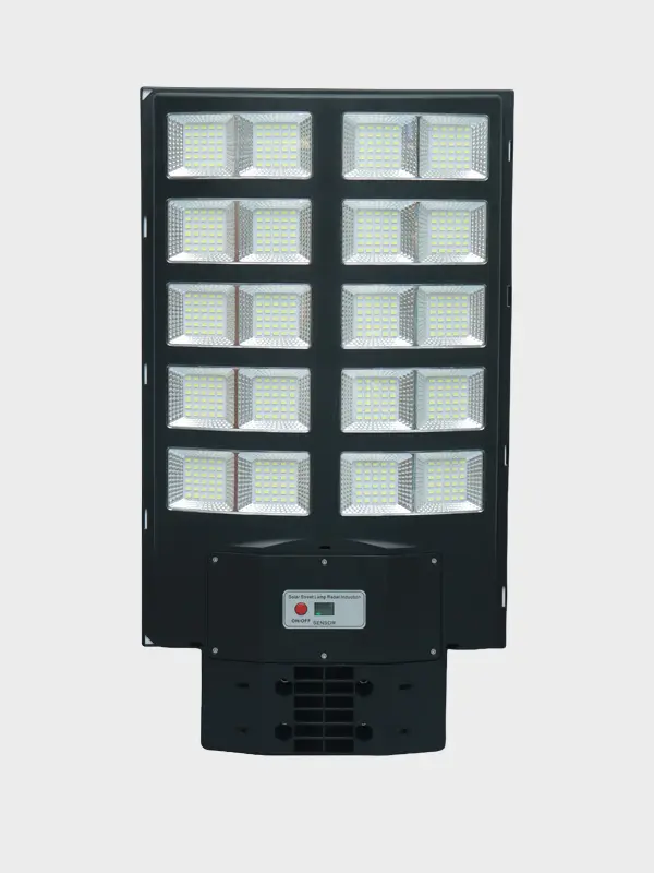 157-A integrated solar street light fixture on white background