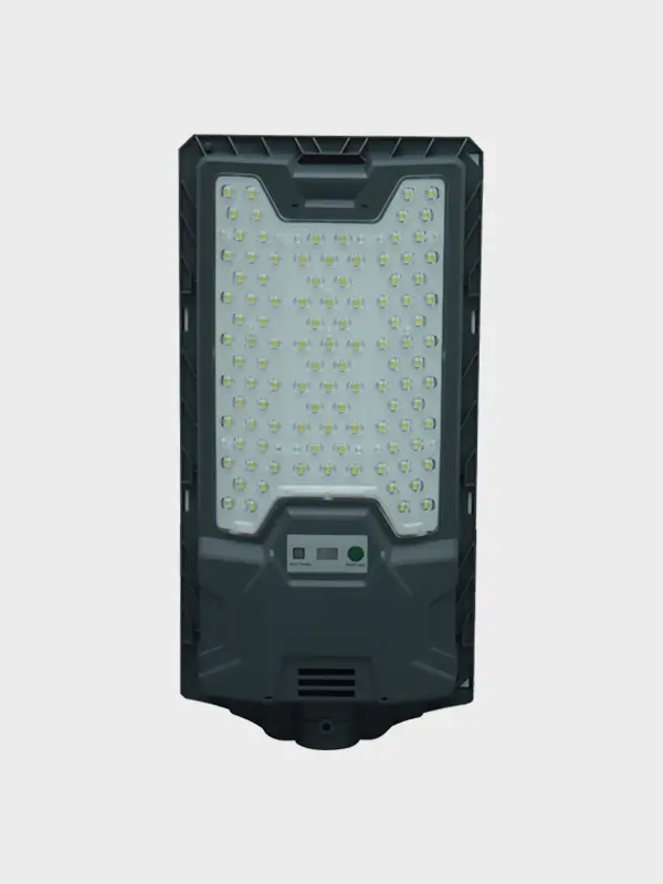 BS integrated solar street light fixture on white background