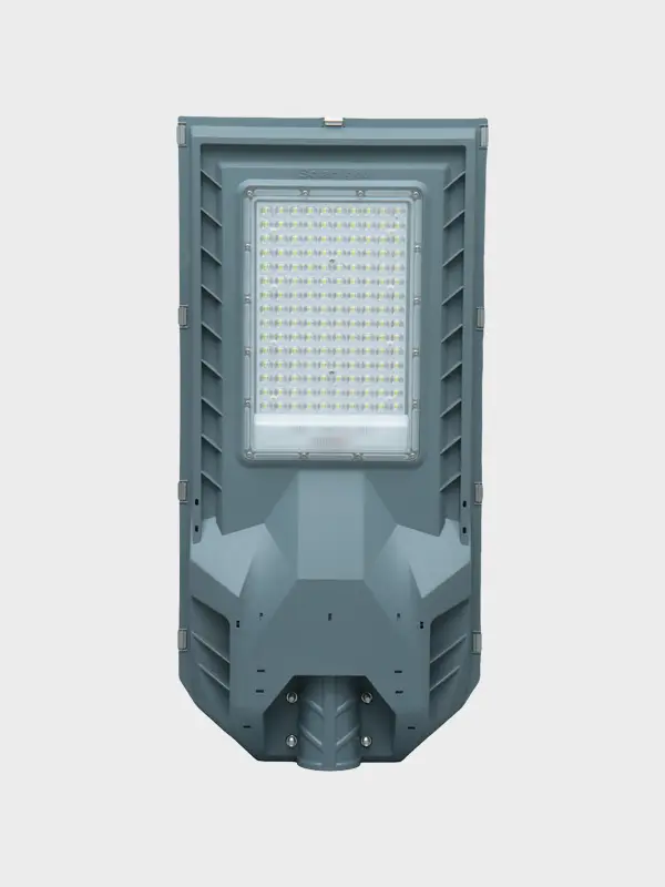 BXJG integrated solar street light fixture on white background