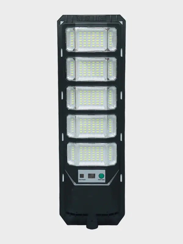 JZ integrated solar street light fixture on white background