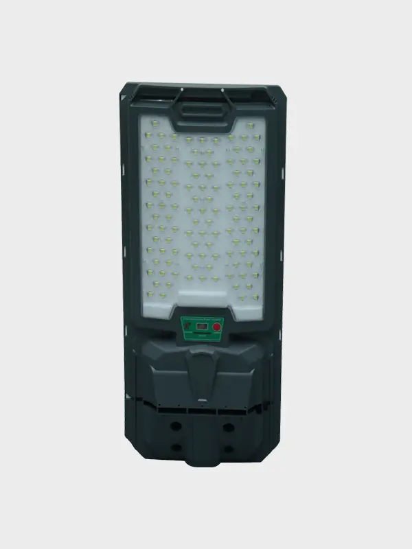 OM integrated solar street light fixture on white background