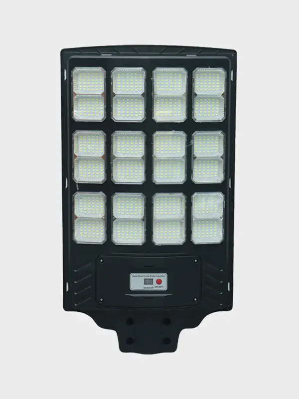 XH integrated solar street light fixture on white background