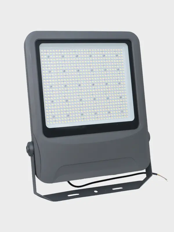 XY LED flood light fixture on white background
