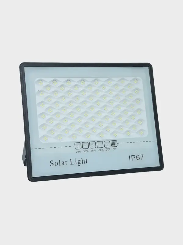 MTX solar flood light fixture on white background
