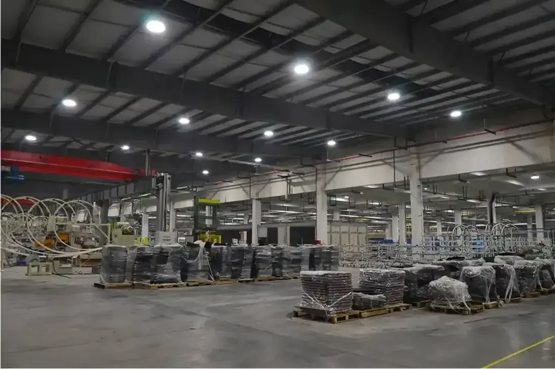 Factory production floor illuminated by YiCheng LED lights